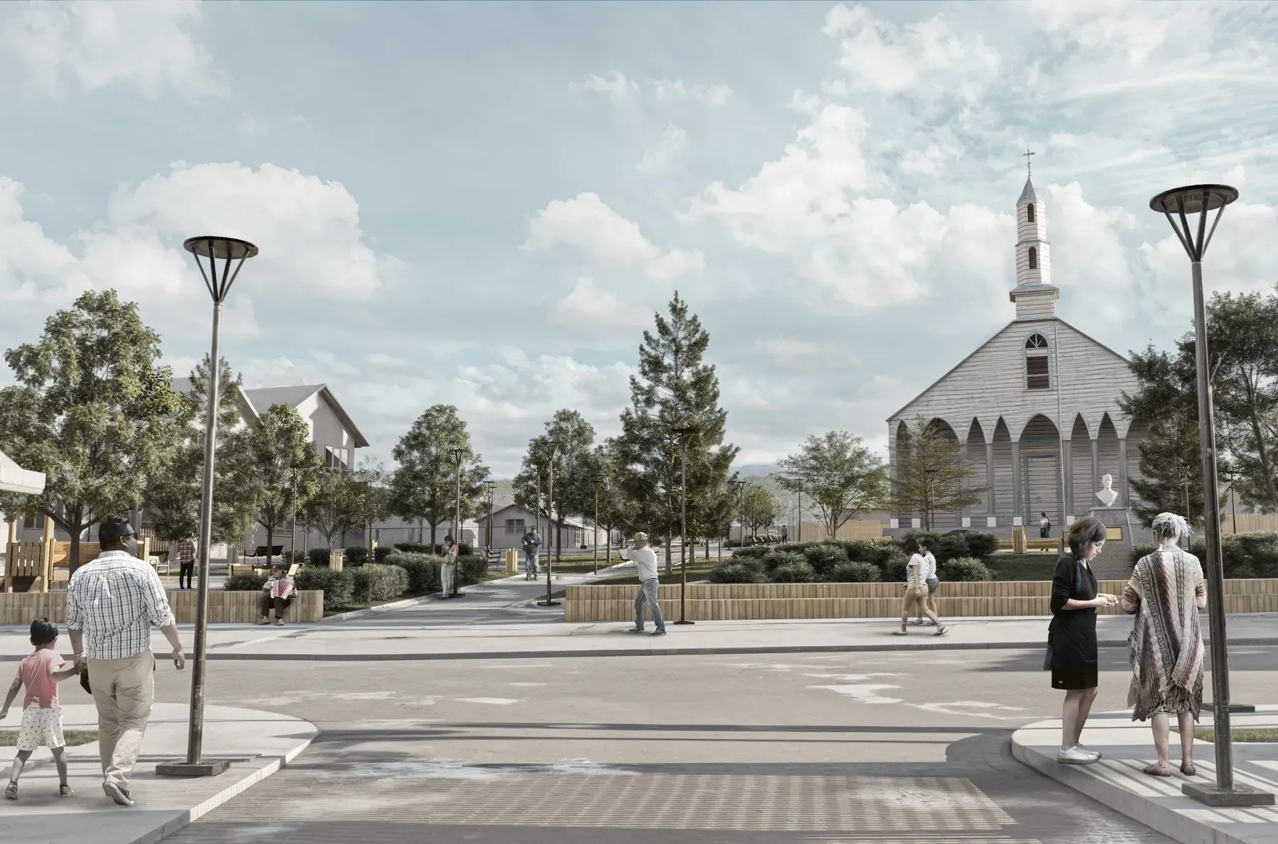 Mejoramiento Plaza de la Iglesia de Dalcahue render 2